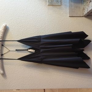 Black handkerchief hem swing top with rhinestone Y strap, size L